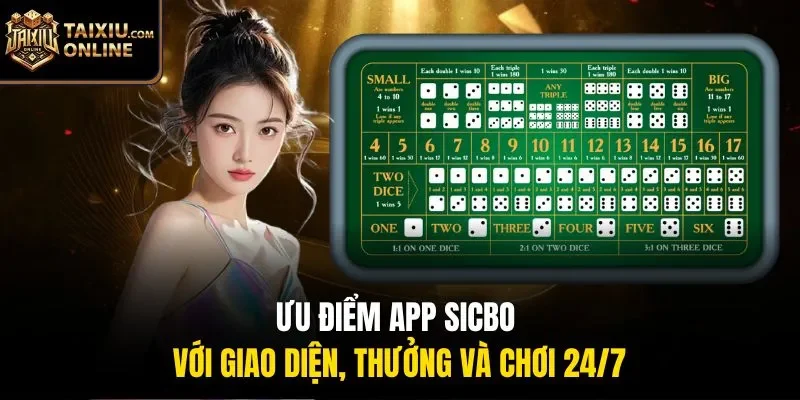 Ưu điểm app Sicbo với giao diện, thưởng và chơi 24/7